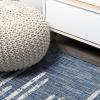 JONATHAN Y Stripe Geometric Indoor Outdoor Runner Rug 2X10 Beige/Brown, Zolak Berber for Backyard, Patio, Porch, Easy-Cleaning, High Traffic, Pet-Friendly, Non-Shedding (SMB124A-210)(Blue/Ivory)