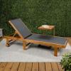 JONATHAN Y Trabuco Coastal Modern Acacia Wood Mesh 5-Position Outdoor Foldable Chaise Lounge Set with Side Table, White/Light Teak(Dark Gray/Teak Brown)