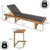 JONATHAN Y Trabuco Coastal Modern Acacia Wood Mesh 5-Position Outdoor Foldable Chaise Lounge Set with Side Table, White/Light Teak(Dark Gray/Teak Brown)