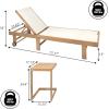 JONATHAN Y Trabuco Coastal Modern Acacia Wood Mesh 5-Position Outdoor Foldable Chaise Lounge Set with Side Table, White/Light Teak(White/Light Teak)