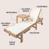 JONATHAN Y Trabuco Coastal Modern Acacia Wood Mesh 5-Position Outdoor Foldable Chaise Lounge Set with Side Table, White/Light Teak(White/Light Teak)