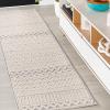 JONATHAN Y Trellis Geometric Indoor Outdoor Area Rug 5X8 Beige/Gray, Ormond High-Low Modern for Backyard, Patio, Porch, Easy-Cleaning, High Traffic, Pet-Friendly, Non-Shedding (SBH109C-5)(Cream/Gray)