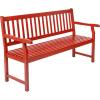 JONATHAN Y Acacia Wood Outdoor Bench, 59.1″ 3-Seat Slat-Back Patio Garden Bench with Heavy Duty 600-Lbs Support, for Porch Lawn Yard (BNH101D)(Red)