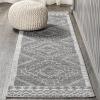 JONATHAN Y Amir Moroccan Beni Souk Gray/Cream 4×4 Square Indoor Area Rug, Bohemian, Scandinavian, Easy-Cleaning for Living Room, Bedroom, Kitchen, Pet Friendly, Non-Shedding (MOH200C-4SQ)(Gray/Cream)