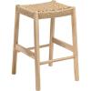 JONATHAN Y Armati 29.5″ Coastal Casual Handcrafted Outdoor Bar Stool, Teak Wood Frame, Synthetic Woven Seat, for Patio Deck Pool Garden Furniture, Light Brown/Natural Bleach Wood (BSL3001A)(Light Brown/Natural)