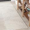 JONATHAN Y Maribo High-Low Abstract Striped Beige/Cream 5×8 Indoor/Outdoor Area Rug for Patio, Backyard, Living Room, Bedroom, Office, Hose-Washable (SCN103D-5)(Cream/Ivory)