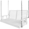 JONATHAN Y Natura 51″ Acacia Wood Outdoor Porch Swing Chair Bench, 705 LBS Capacity Coastal Farmhouse Slat Back with Hanging Chains for Patio, Garden, Yard, Natural Finish (BNH105A)(White)