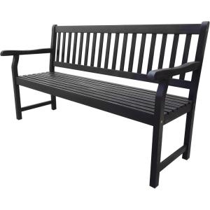 JONATHAN Y Acacia Wood Outdoor Bench, 59.1″ 3-Seat Slat-Back Patio Garden Bench with Heavy Duty 600-Lbs Support, for Porch Lawn Yard (BNH101D)(Black)