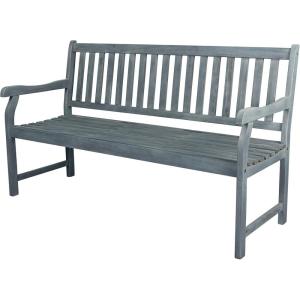 JONATHAN Y Acacia Wood Outdoor Bench, 59.1″ 3-Seat Slat-Back Patio Garden Bench with Heavy Duty 600-Lbs Support, for Porch Lawn Yard (BNH101D)(Grey)