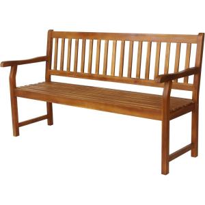 JONATHAN Y Acacia Wood Outdoor Bench, 59.1″ 3-Seat Slat-Back Patio Garden Bench with Heavy Duty 600-Lbs Support, for Porch Lawn Yard (BNH101D)(Teak)