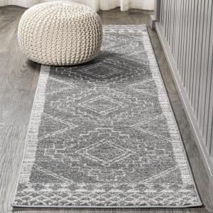 JONATHAN Y Amir Moroccan Beni Souk Gray/Cream 4×4 Square Indoor Area Rug, Bohemian, Scandinavian, Easy-Cleaning for Living Room, Bedroom, Kitchen, Pet Friendly, Non-Shedding (MOH200C-4SQ)(Gray/Cream)