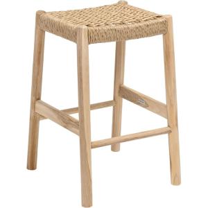 JONATHAN Y Armati 29.5″ Coastal Casual Handcrafted Outdoor Bar Stool, Teak Wood Frame, Synthetic Woven Seat, for Patio Deck Pool Garden Furniture, Light Brown/Natural Bleach Wood (BSL3001A)(Light Brown/Natural)