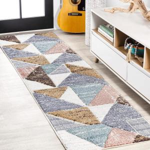 JONATHAN Y Colorblock Carved High-Low Multi Indoor Area Rug 5X8 ft, Aileen Geometric Scandi for Living Room, Bedroom, Kitchen, Easy-Cleaning, High Traffic, Pet-Friendly, Non-Shedding SNT107A-5(2’2″ x 8′ (Runner))