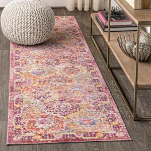 JONATHAN Y Flori Bohemian Medallion Deep Fuchsia Runner Rug, 2×8, Transitional, Traditional, Easy-Cleaning for Living Room, Bedroom, Kitchen, Pet Friendly, Non-Shedding (MDP301A-28)(2’2″ x 8′ (Runner))
