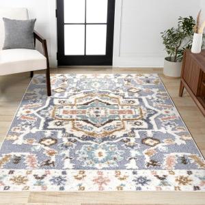 JONATHAN Y Medallion High-Low Multi Runner Rug 2X8 ft, Aziza for Living Room, Bedroom, Kitchen, Office, Easy-Cleaning, High Traffic, Pet-Friendly, Non-Shedding SNT109A-28(3’11” x 6′ (Rectangular))