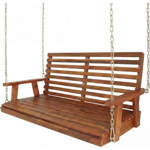 JONATHAN Y Natura 51″ Acacia Wood Outdoor Porch Swing Chair Bench, 705 LBS Capacity Coastal Farmhouse Slat Back with Hanging Chains for Patio, Garden, Yard, Natural Finish (BNH105A)(Natural)