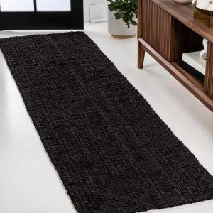 JONATHAN Y Pata Hand Woven Chunky Jute Brown Indoor Area Rug, 5×8, Bohemian, Rustic, Cottage, Easy-Cleaning for Living Room, Bedroom, Kitchen, Non-Shedding (NRF102G-5)(Black)