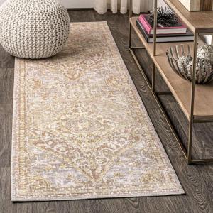 JONATHAN Y Petras Modern Ornate Medallion Gray/Brown Indoor Area Rug, 5×8, Transitional, Traditional, Easy-Cleaning for Living Room, Bedroom, Kitchen, Pet Friendly, Non-Shedding (MDP307A-5)(Grey)