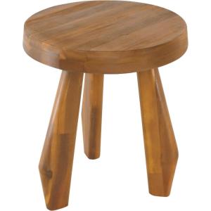 JONATHAN Y Rustic Coastal 15″ Light Wood Solid Acacia Wood Outdoor Stool, Tripod Round Patio Garden Stool, Weather Resistant Accent Side Table for Porch Deck Lawn (STL2000B)(Natural)