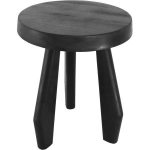 JONATHAN Y Rustic Coastal 15″ Light Wood Solid Acacia Wood Outdoor Stool, Tripod Round Patio Garden Stool, Weather Resistant Accent Side Table for Porch Deck Lawn (STL2000B)(Black)