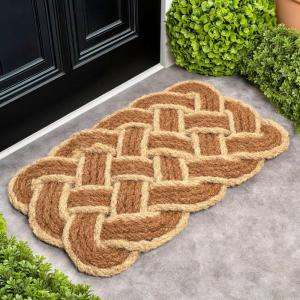 JONATHAN Y Scalloped Basketweave Coir Indoor Outdoor Mat 18″X30″ Natural/Bleach, Maeve Classic Coastal for Backyard, Patio, Porch, Easy-Cleaning, High Traffic, Pet-Friendly Non-Shedding NRF100B-1830(Natural/Bleach)