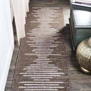 JONATHAN Y Stripe Geometric Indoor Outdoor Runner Rug 2X10 Beige/Brown, Zolak Berber for Backyard, Patio, Porch, Easy-Cleaning, High Traffic, Pet-Friendly, Non-Shedding (SMB124A-210)(Brown/Beige)