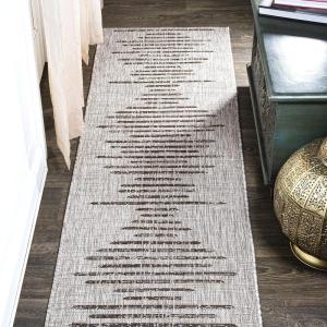 JONATHAN Y Stripe Geometric Indoor Outdoor Runner Rug 2X10 Beige/Brown, Zolak Berber for Backyard, Patio, Porch, Easy-Cleaning, High Traffic, Pet-Friendly, Non-Shedding (SMB124A-210)(Beige/Brown)