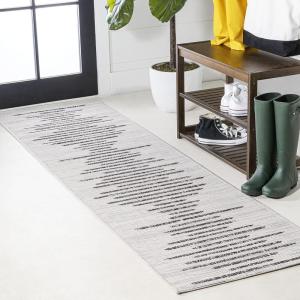 JONATHAN Y Stripe Geometric Indoor Outdoor Runner Rug 2X10 Beige/Brown, Zolak Berber for Backyard, Patio, Porch, Easy-Cleaning, High Traffic, Pet-Friendly, Non-Shedding (SMB124A-210)(Ivory/Black)