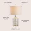 JONATHAN Y 24.5″ Mercury Silver Trellis Glass Table Lamp for Living Room, White Linen Shade, Modern Bedside Nightstand Lamp for Bedroom, LED Bulb Included, UL Listed JYL1063A(Mercury Silver Geometric)