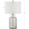 JONATHAN Y 24.5″ Mercury Silver Trellis Glass Table Lamp for Living Room, White Linen Shade, Modern Bedside Nightstand Lamp for Bedroom, LED Bulb Included, UL Listed JYL1063A(Mercury Silver Geometric)