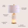 JONATHAN Y 25.5″ White/Gold Leaf Alabaster 2-Light Rectangular Table Lamp with Night Light Modern Coastal Bedside Lamp for Bedroom with White Linen Drum Shade LED Bulbs Included JYL6203A(White/Gold Leaf)