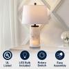 JONATHAN Y 25.5″ White/Gold Leaf Alabaster 2-Light Rectangular Table Lamp with Night Light Modern Coastal Bedside Lamp for Bedroom with White Linen Drum Shade LED Bulbs Included JYL6203A(White/Black)