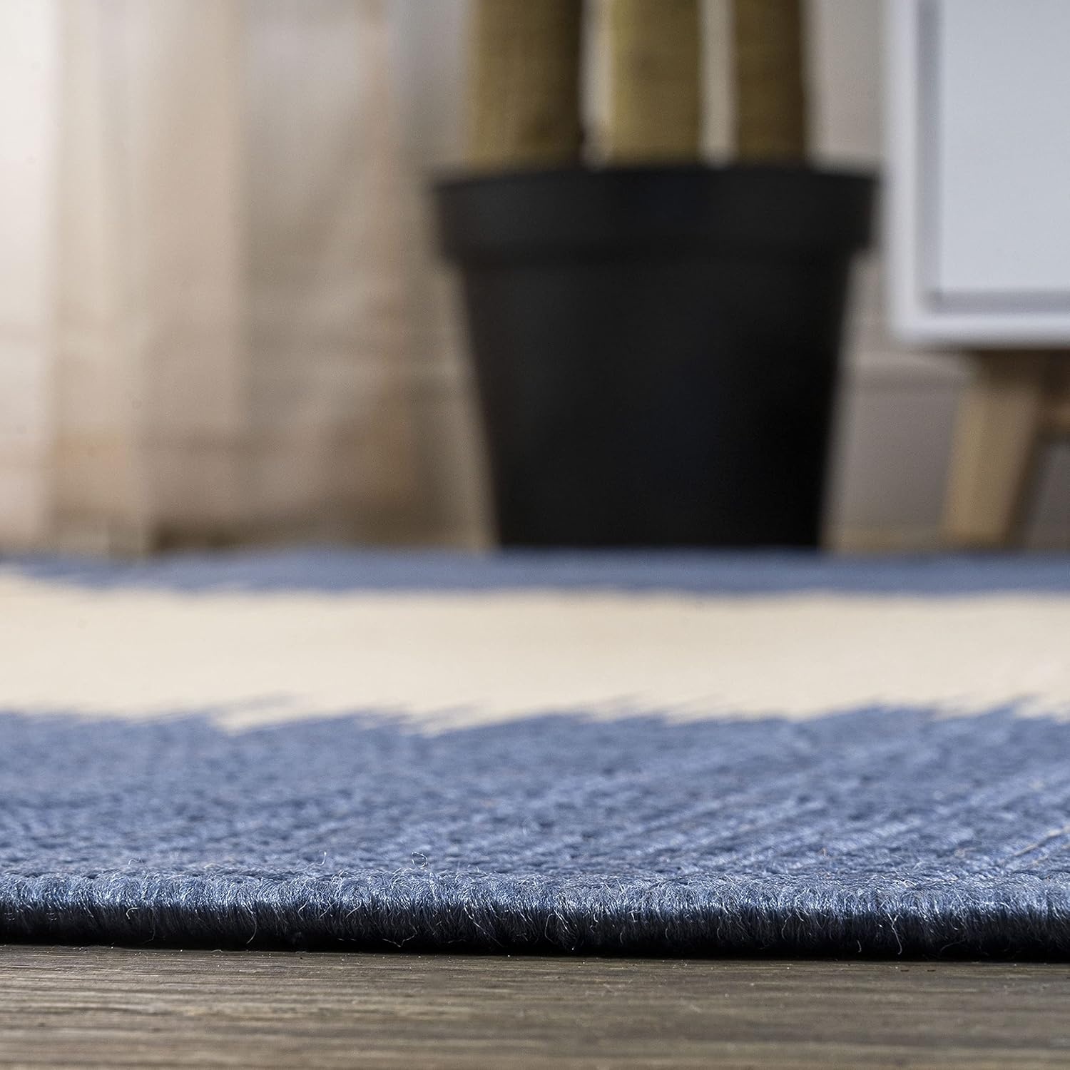image:imageJONATHAN Y Modern Strie Indoor Outdoor Area Rug 3X5 BlueBeige Tavira for Backyard Patio Porch EasyCleaning High Traffic PetFriendly NonShedding SMB113A3BlueBeige