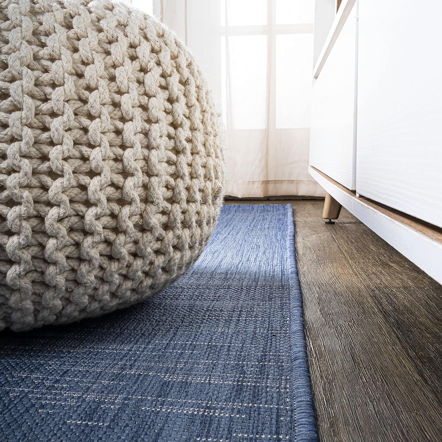 image:imageJONATHAN Y Modern Strie Indoor Outdoor Area Rug 3X5 BlueBeige Tavira for Backyard Patio Porch EasyCleaning High Traffic PetFriendly NonShedding SMB113A3BlueBeige