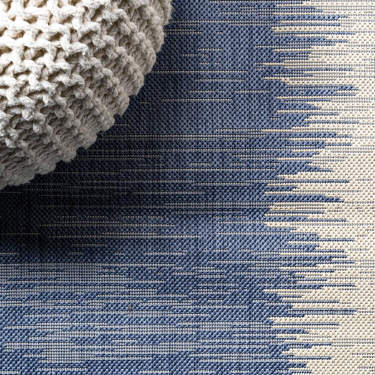 image:imageJONATHAN Y Modern Strie Indoor Outdoor Area Rug 3X5 BlueBeige Tavira for Backyard Patio Porch EasyCleaning High Traffic PetFriendly NonShedding SMB113A3BlueBeige