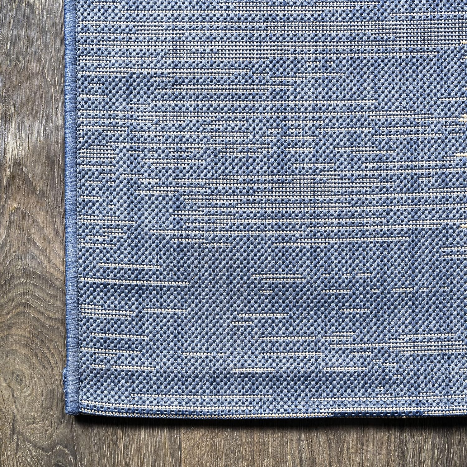 image:imageJONATHAN Y Modern Strie Indoor Outdoor Area Rug 3X5 BlueBeige Tavira for Backyard Patio Porch EasyCleaning High Traffic PetFriendly NonShedding SMB113A3BlueBeige