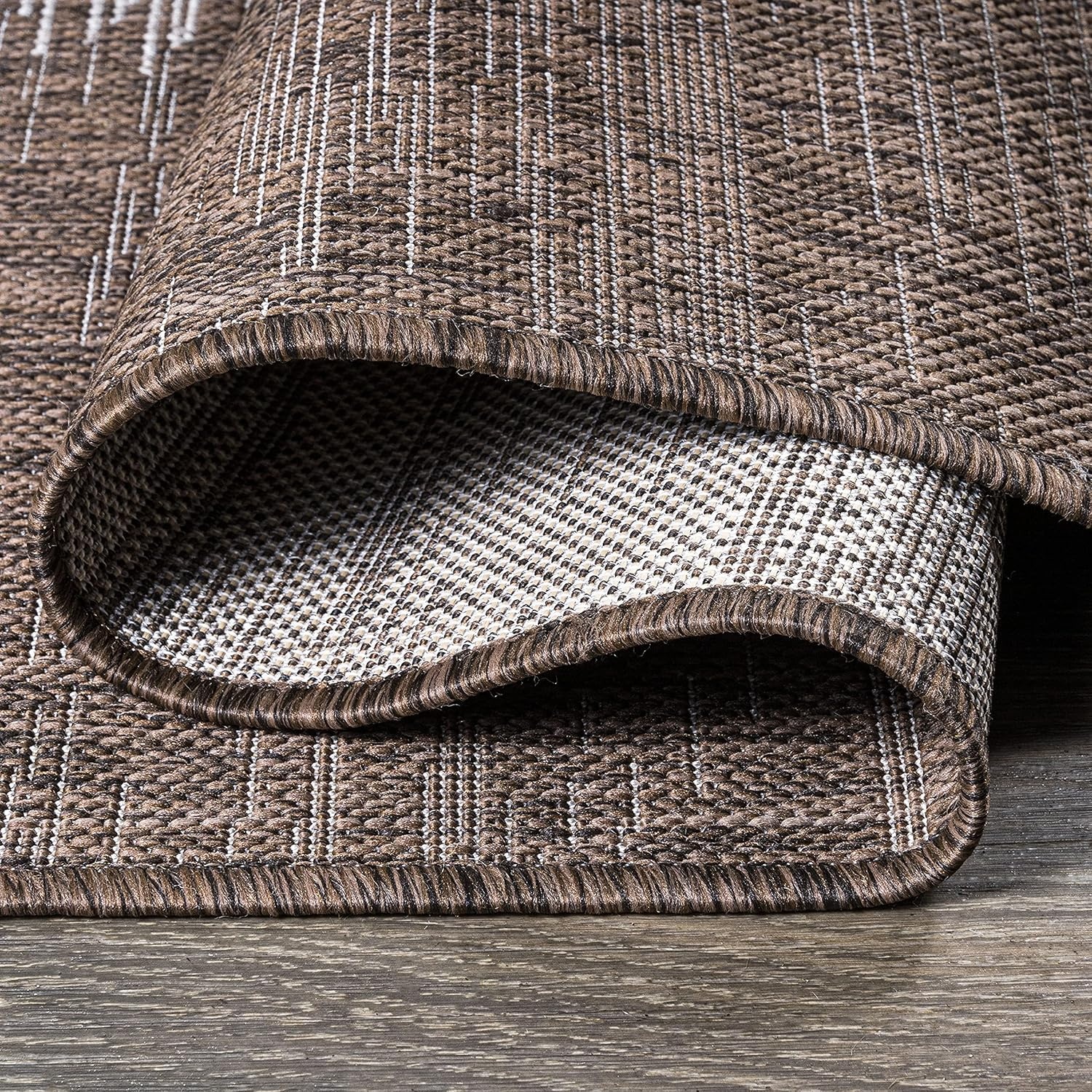 image:imageJONATHAN Y Modern Strie Indoor Outdoor Area Rug 3X5 BlueBeige Tavira for Backyard Patio Porch EasyCleaning High Traffic PetFriendly NonShedding SMB113A3BrownBeige