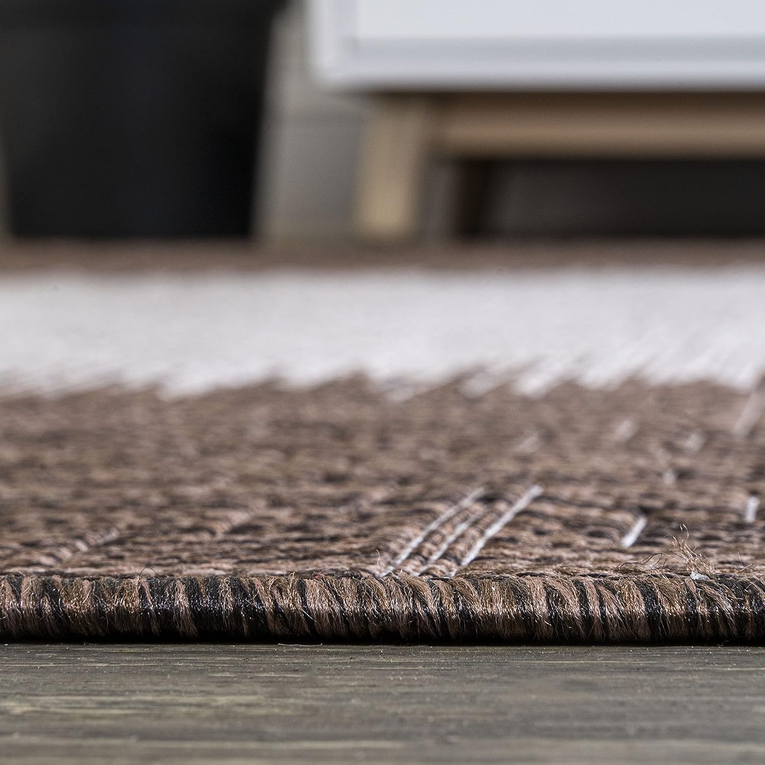image:imageJONATHAN Y Modern Strie Indoor Outdoor Area Rug 3X5 BlueBeige Tavira for Backyard Patio Porch EasyCleaning High Traffic PetFriendly NonShedding SMB113A3BrownBeige