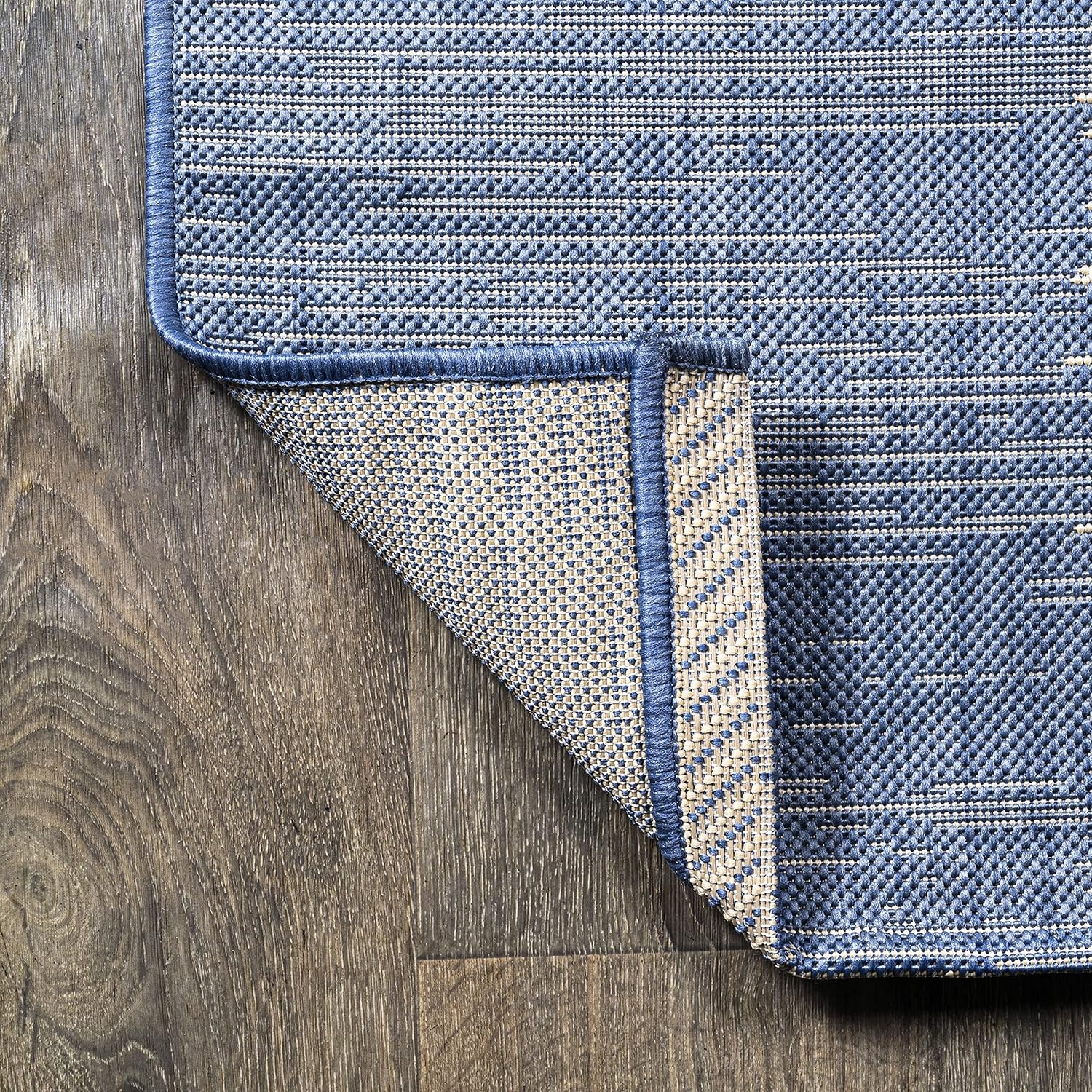 image:imageJONATHAN Y Modern Strie Indoor Outdoor Area Rug 3X5 BlueBeige Tavira for Backyard Patio Porch EasyCleaning High Traffic PetFriendly NonShedding SMB113A3BlueBeige