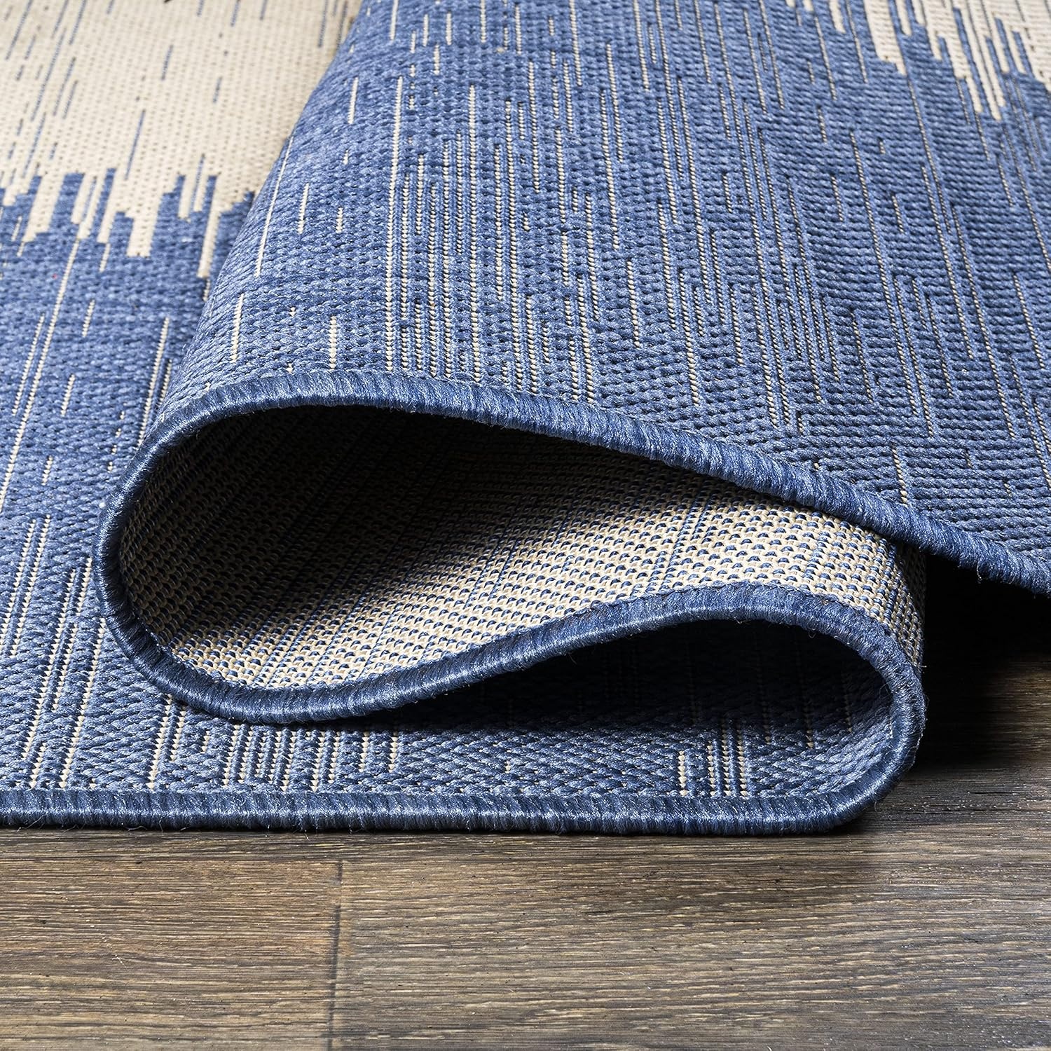 image:imageJONATHAN Y Modern Strie Indoor Outdoor Area Rug 3X5 BlueBeige Tavira for Backyard Patio Porch EasyCleaning High Traffic PetFriendly NonShedding SMB113A3BlueBeige