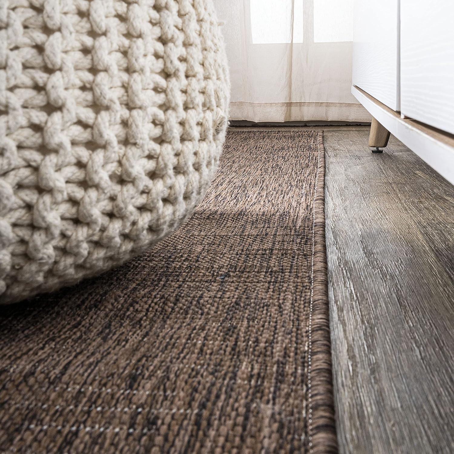 image:imageJONATHAN Y Modern Strie Indoor Outdoor Area Rug 3X5 BlueBeige Tavira for Backyard Patio Porch EasyCleaning High Traffic PetFriendly NonShedding SMB113A3BrownBeige