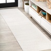 JONATHAN Y Haze Solid Low-Pile Cream Runner Rug 2×8, Coastal,Bohemian,Minimalist,Classic, Easy-Cleaning for Living Room,Bedroom,Kitchen,Pet Friendly,Non-Shedding (SEU100T-28)
