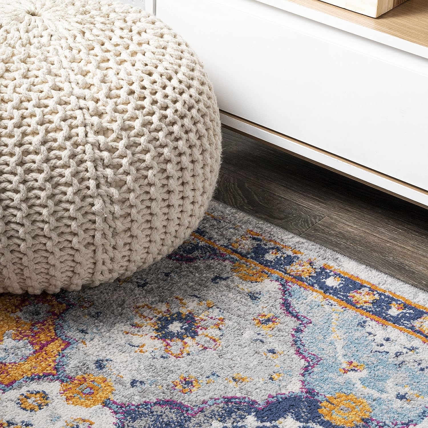 image:imageJONATHAN Y Kirman Bohemian Medallion Light GrayBlueOrange Runner Rug 2x8 Traditional Vintage EasyCleaning for Living Room Bedroom Kitchen Pet Friendly NonShedding MDP214A2823 x 8 Runner