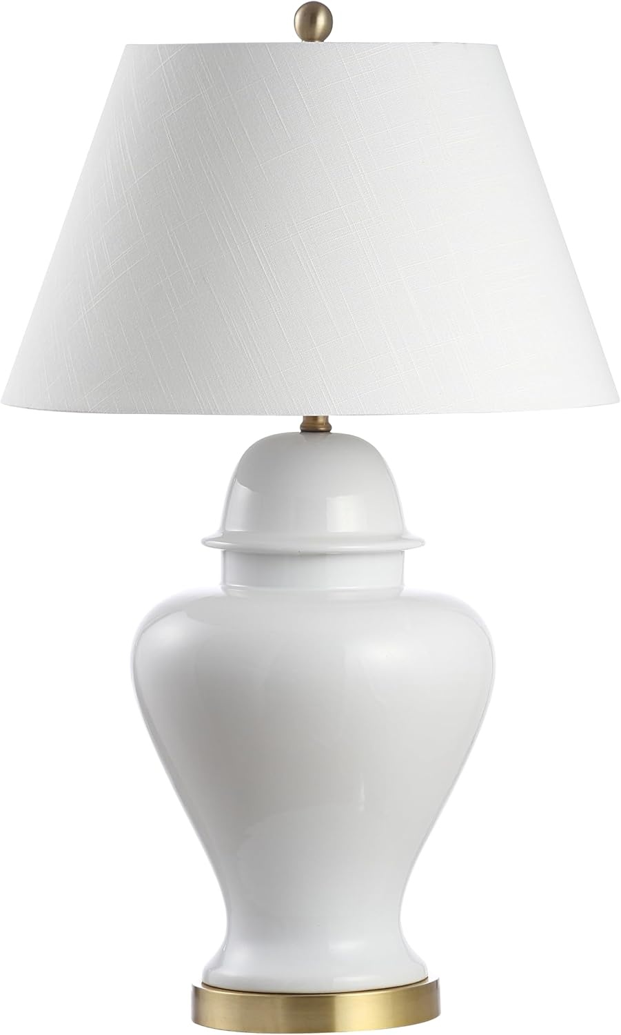image:imageJONATHAN Y 33 White Modern Ceramic Ginger Jar Table Lamp for Living Room Traditional Bedside Lamp for Bedroom Entryway White Linen Shade LED Bulb Included JYL6619AWhite