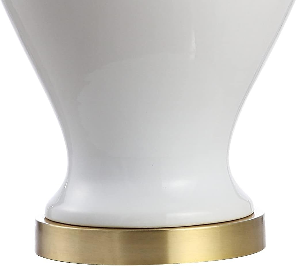 image:imageJONATHAN Y 33 White Modern Ceramic Ginger Jar Table Lamp for Living Room Traditional Bedside Lamp for Bedroom Entryway White Linen Shade LED Bulb Included JYL6619AWhite