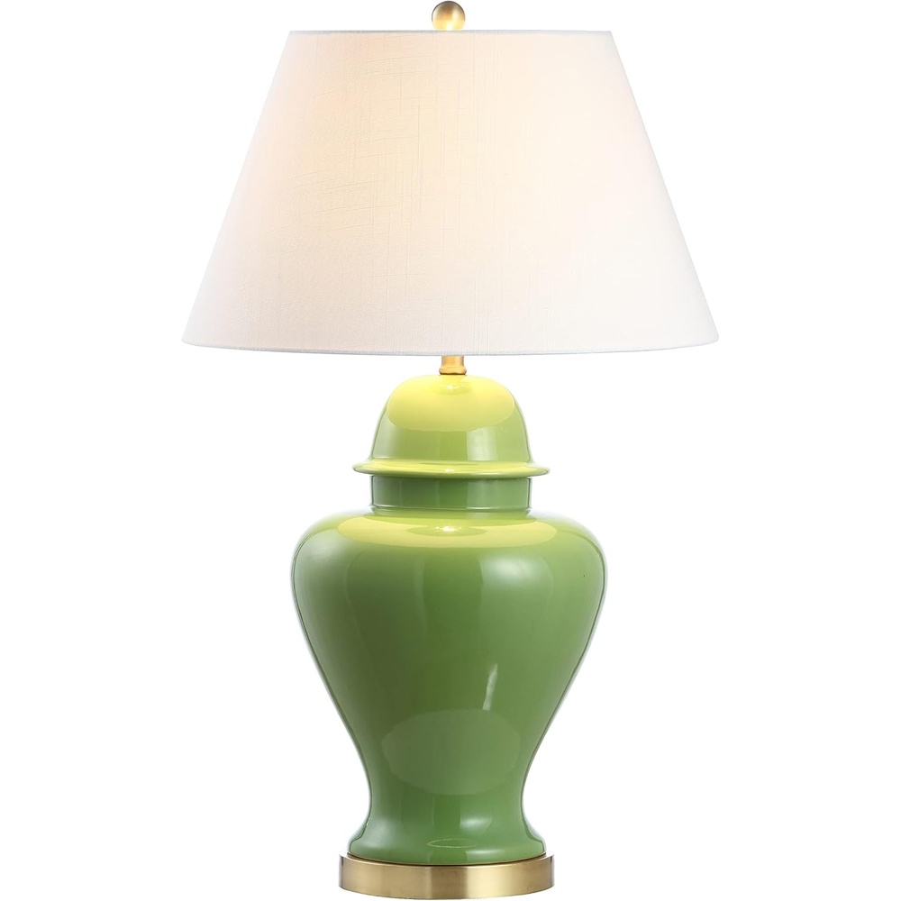 image:imageJONATHAN Y 33 White Modern Ceramic Ginger Jar Table Lamp for Living Room Traditional Bedside Lamp for Bedroom Entryway White Linen Shade LED Bulb Included JYL6619AGreen