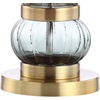 JONATHAN Y 27.5″ Smoked Gray and Brass Gold Glass Table Lamp, Contemporary Stacked Sphere Lamp for Living Room Bedroom, White Linen Shade, LED Bulb Included, UL Listed JYL4039A