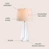 JONATHAN Y 28.5″ Clear Glass Modern Column LED Table Lamp, Contemporary Minimalist Lamp for Living Room, Bedroom, White Linen Empire Shade, LED Bulb Included, UL Listed JYL2006A