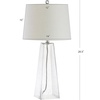 JONATHAN Y 28.5″ Clear Glass Modern Column LED Table Lamp, Contemporary Minimalist Lamp for Living Room, Bedroom, White Linen Empire Shade, LED Bulb Included, UL Listed JYL2006A