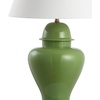 JONATHAN Y 33″ White Modern Ceramic Ginger Jar Table Lamp for Living Room, Traditional Bedside Lamp for Bedroom Entryway, White Linen Shade, LED Bulb Included (JYL6619A)(Green)